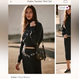 Navy Hailee Knit Sweater and Skirt Set